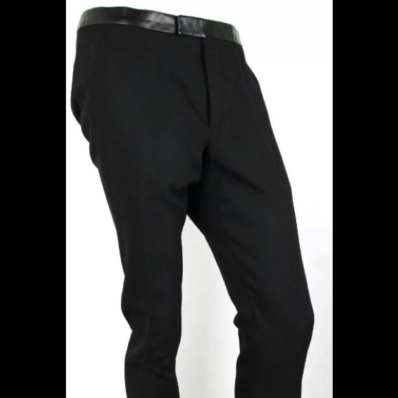 Gucci Other - Gucci Men's Black Wool Stretch Evening Pant W/LTHR